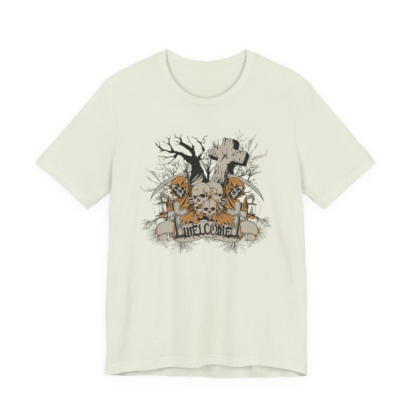 Skull Halloween Graphic Design Unisex Cotton T-Shirt Art-50