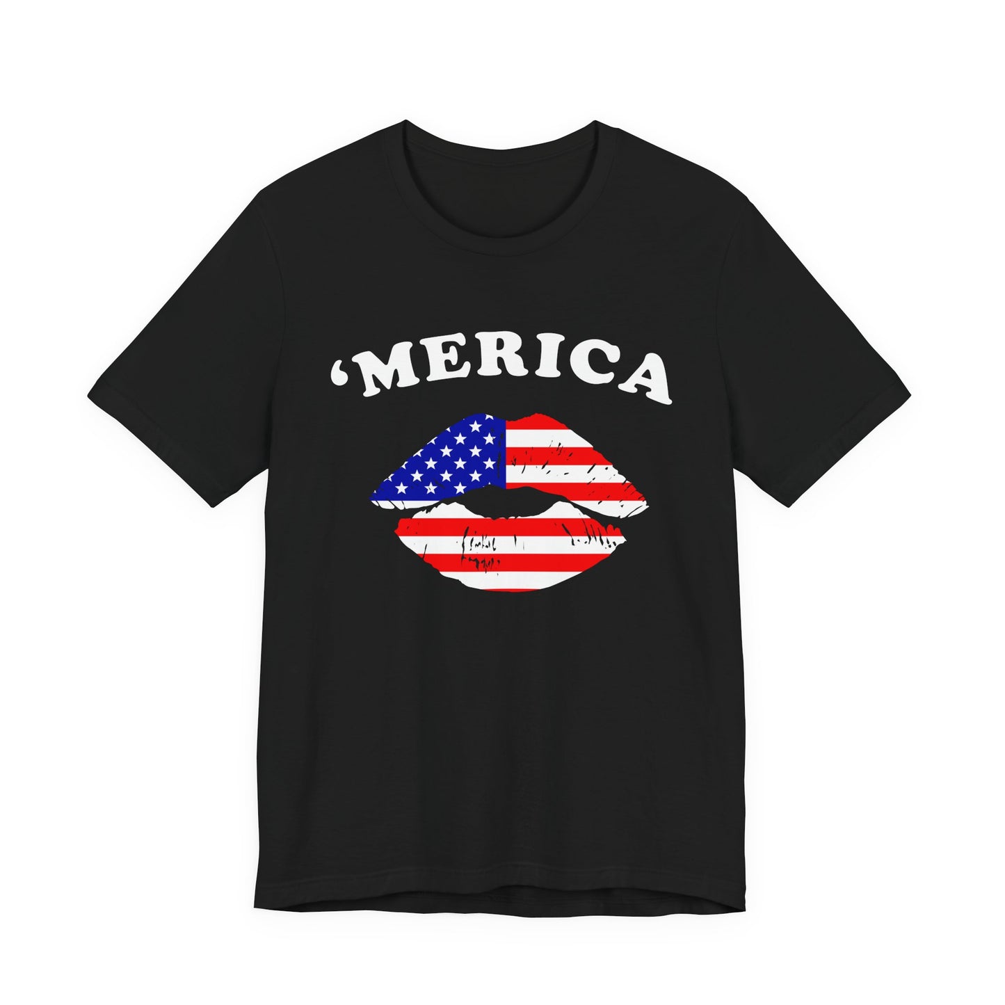 American Flag Lip Graphic Unisex Cotton T-Shirt a9