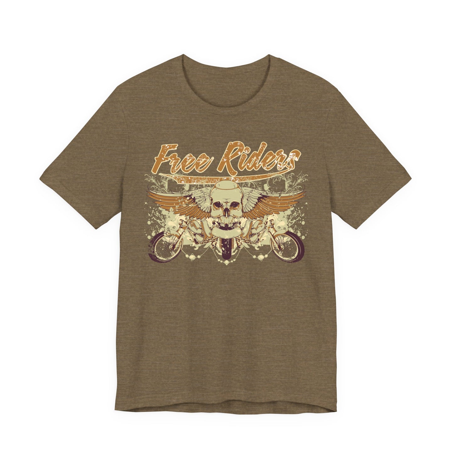 Free Riders Skull Motorcycle Tee Biker Graphic Art Design T-Shirt A-1