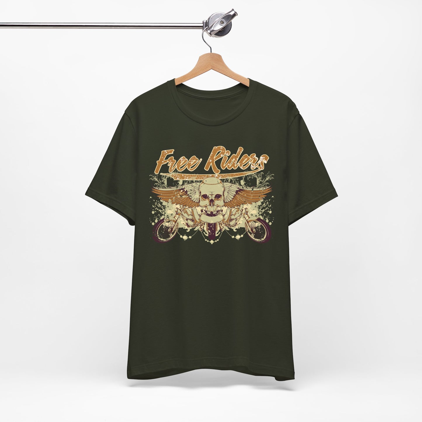 Free Riders Skull Motorcycle Tee Biker Graphic Art Design T-Shirt A-1