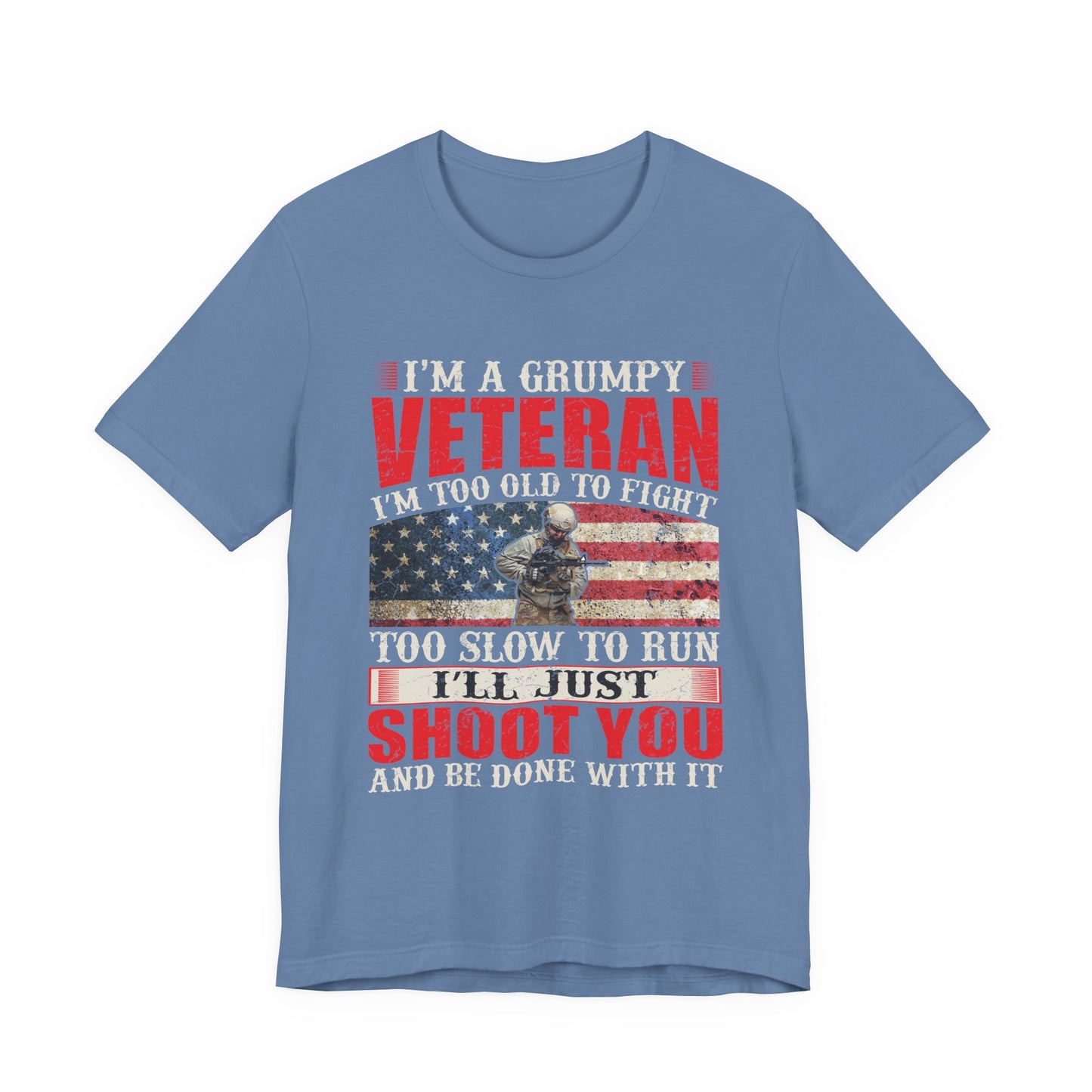 Grumpy Veteran Flag graphic Tee Veteran Patriotic Unisex Cotton Shirt v38