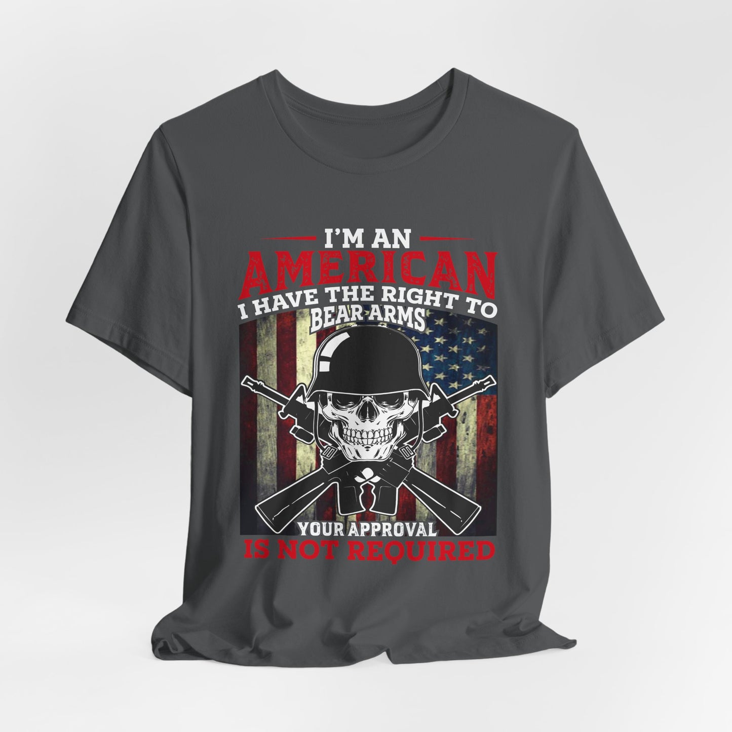 American Skull with Guns T-Shirt 2nd Amendment Flag Unisex Cotton Tee v29