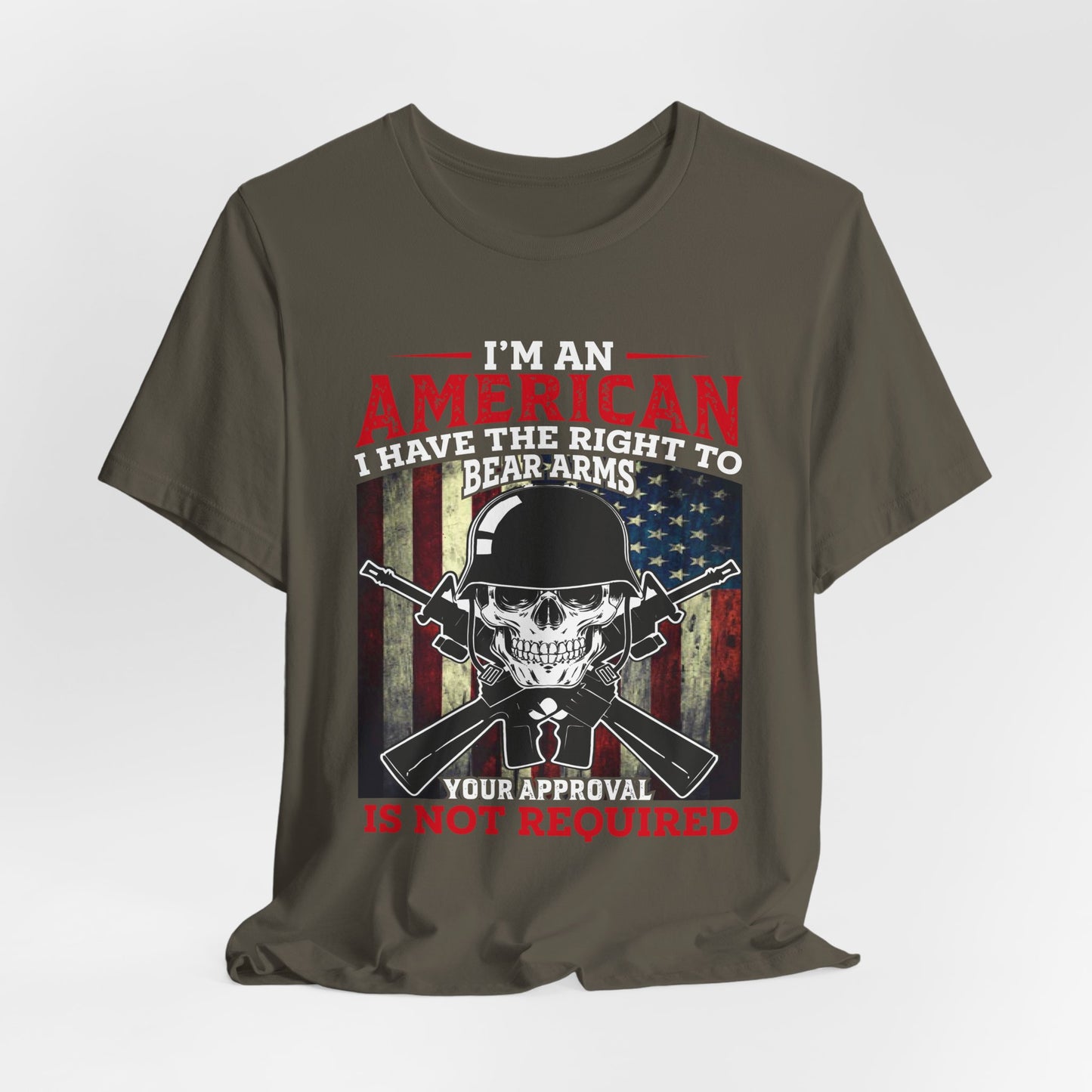 American Skull with Guns T-Shirt 2nd Amendment Flag Unisex Cotton Tee v29