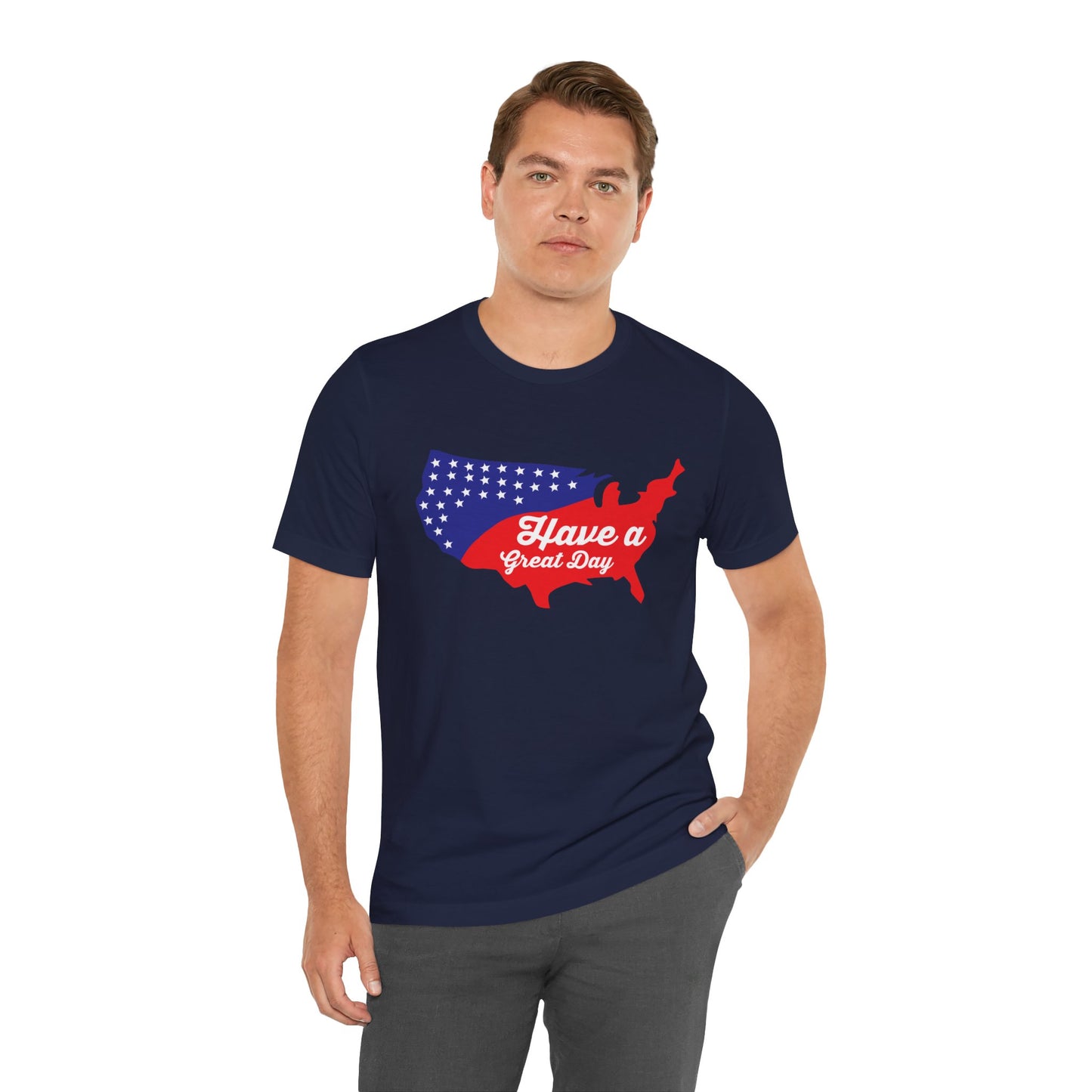 USA Map Patriotic Graphic Unisex Cotton T-Shirt 021
