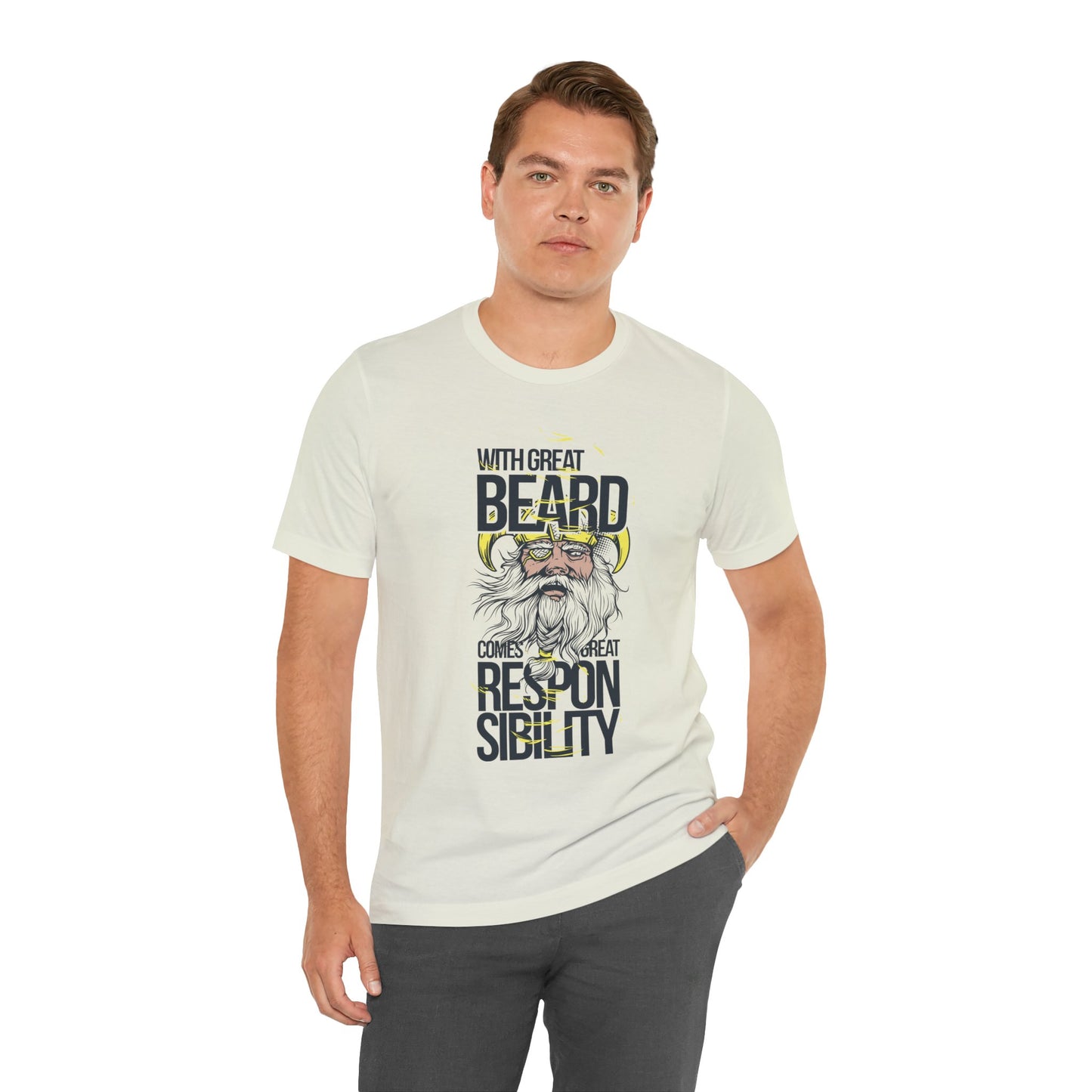 With Great Beard Comes Great Responsibility Tee Viking Beard Graphic Shirt A-2