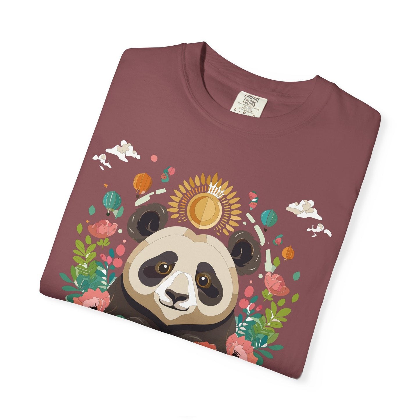 Panda Portrait T-Shirt Unisex Cotton Floral Chinese Graphic Circle Animal Art Tee p4