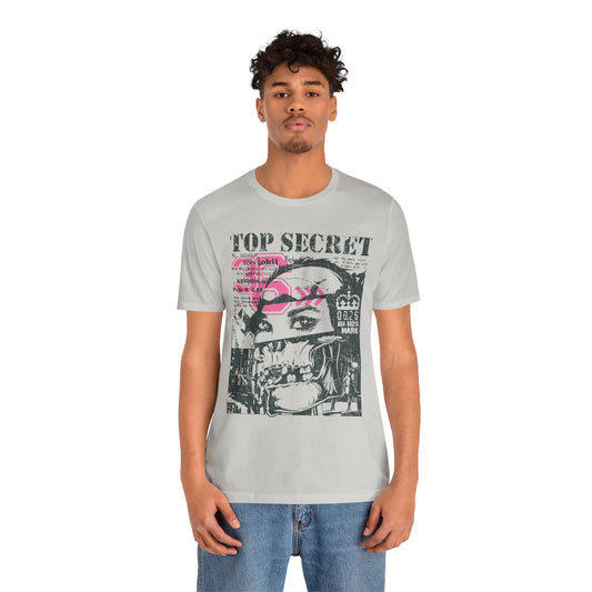 Top Secret Skull Face Tee Grunge Graphic T-Shirt Retro Collage A-6
