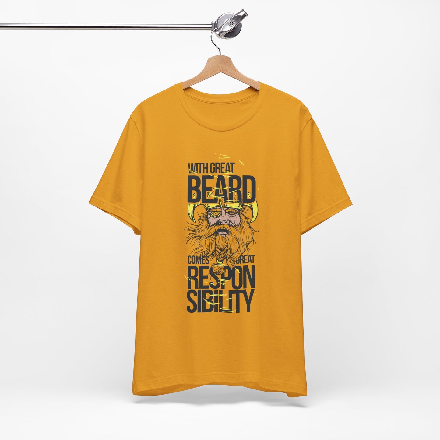With Great Beard Comes Great Responsibility Tee Viking Beard Graphic Shirt A-2