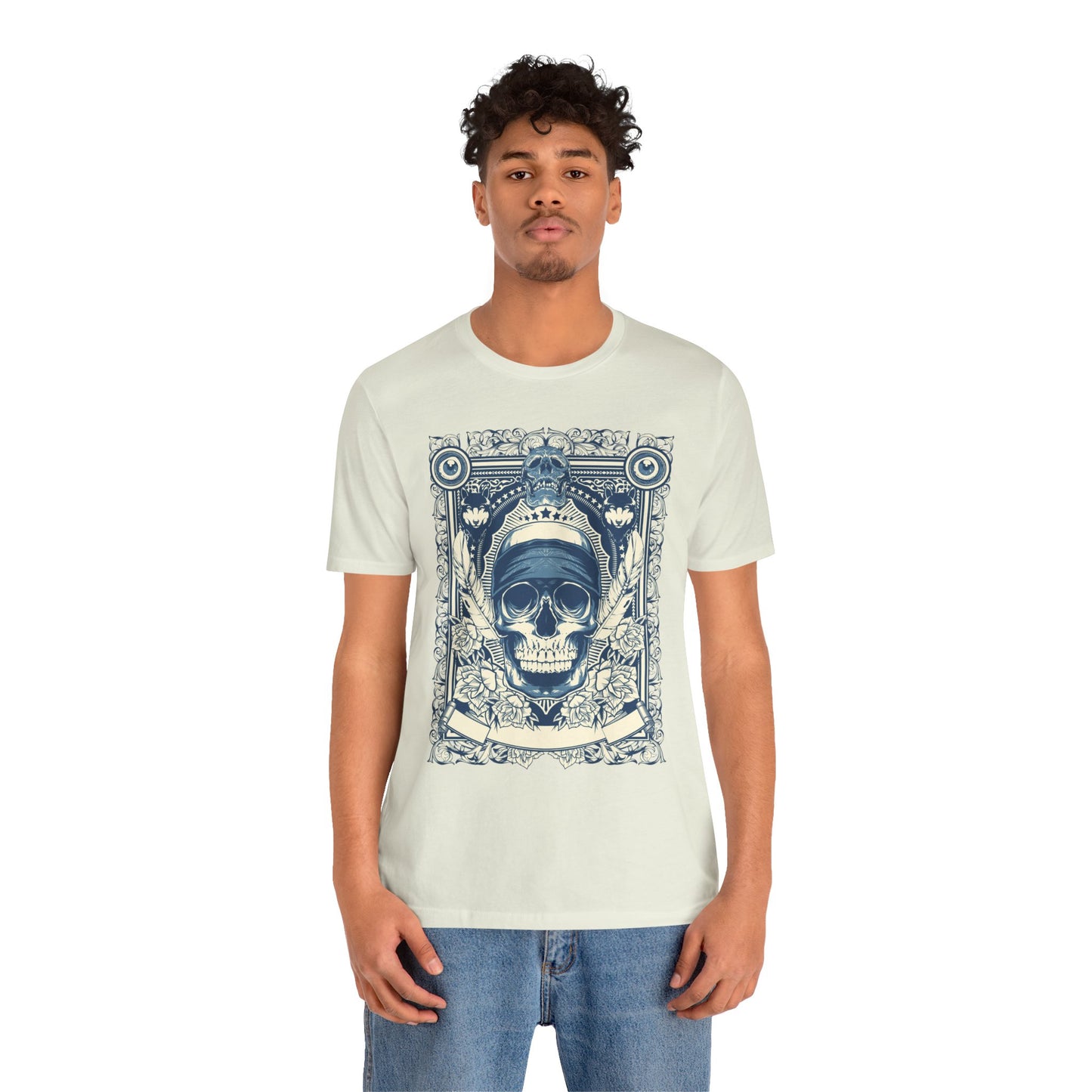 Skull Crown Graphic Tee Vintage Ornate Skull Illustration Rock Band T-Shirt