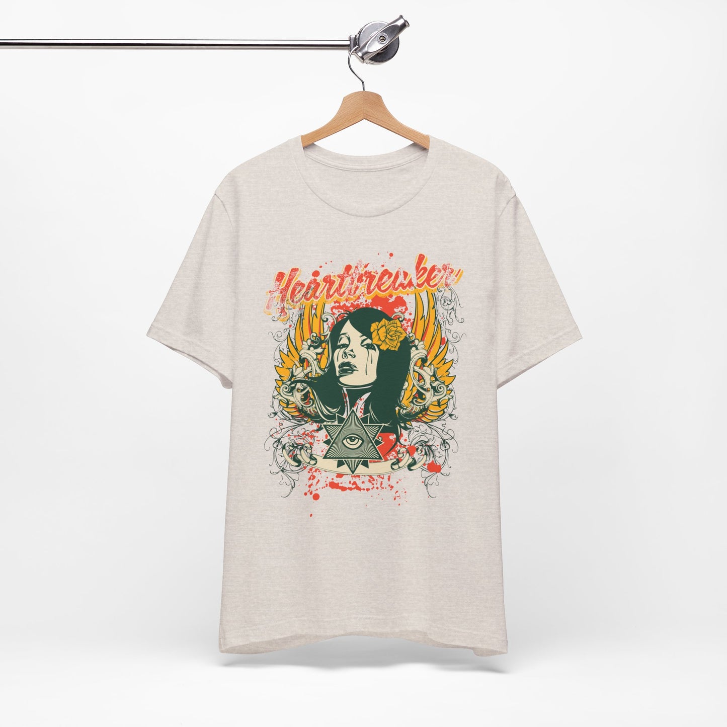 Heartbreaker Illustration Tee Retro Femme Portrait Floral Skull Graphic T-Shirt