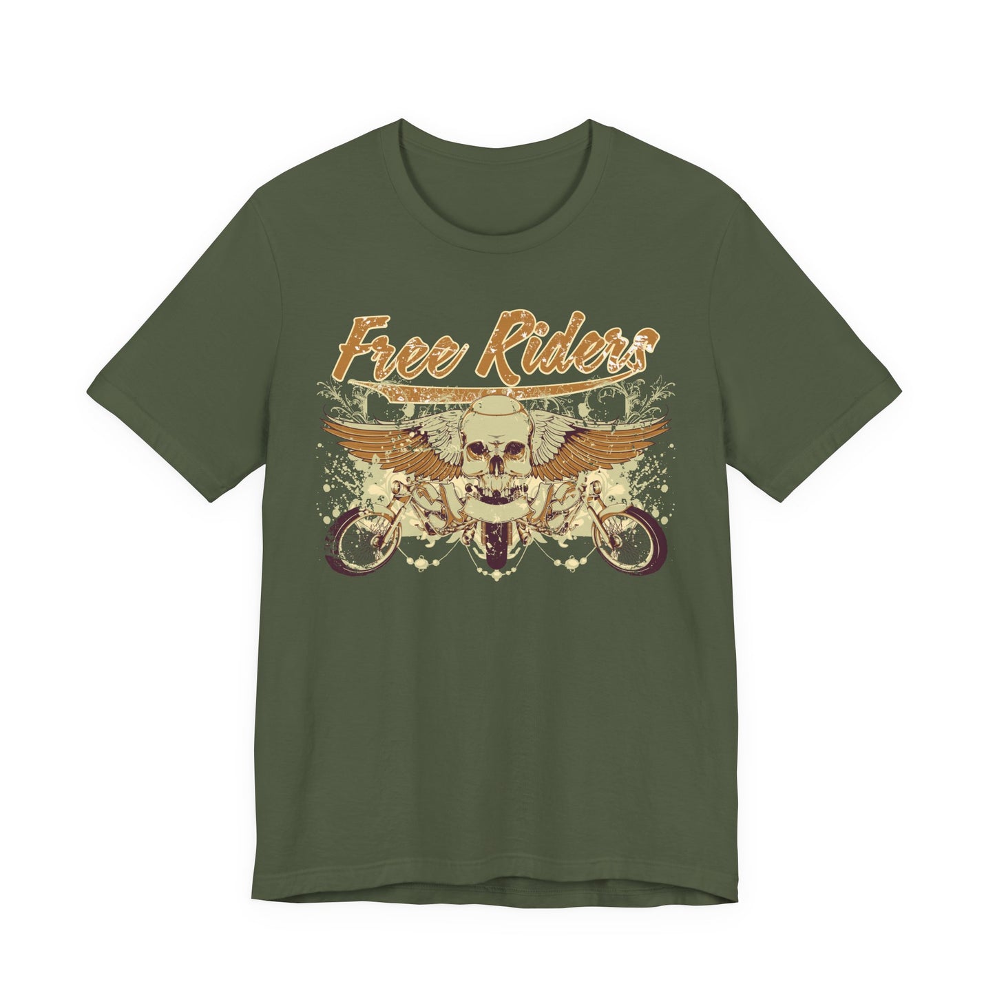 Free Riders Skull Motorcycle Tee Biker Graphic Art Design T-Shirt A-1