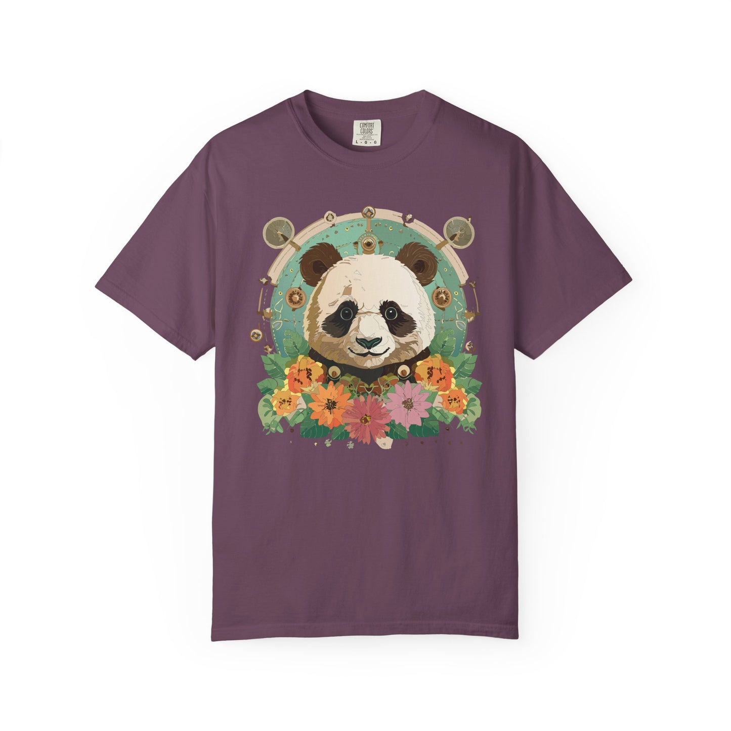 Panda Portrait T-Shirt Unisex Cotton Floral Chinese Graphic Circle Animal Art Tee p3