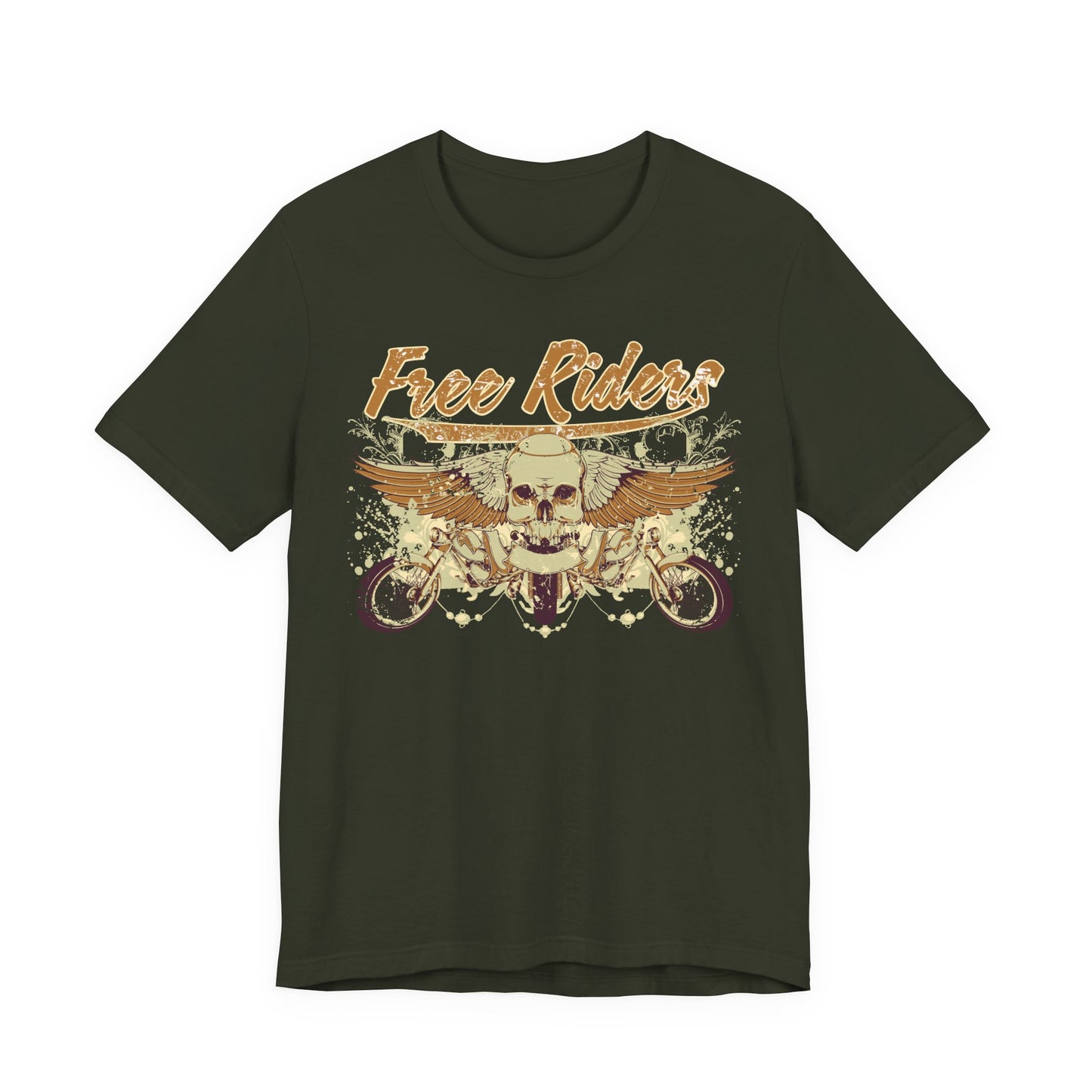 Free Riders Skull Motorcycle Tee Biker Graphic Art Design T-Shirt A-1