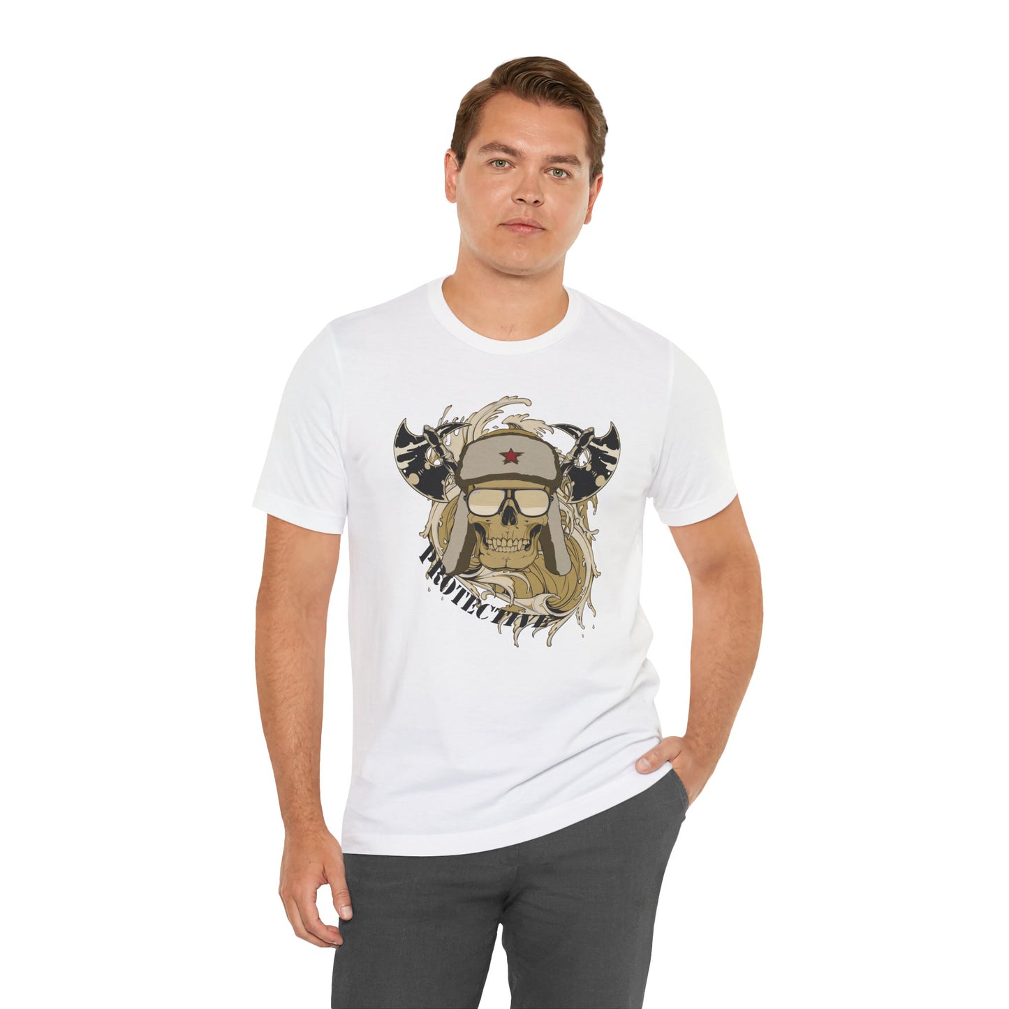Viking Skull Graphic with Horned Helmet T-Shirt Captain Design Tee Art-41