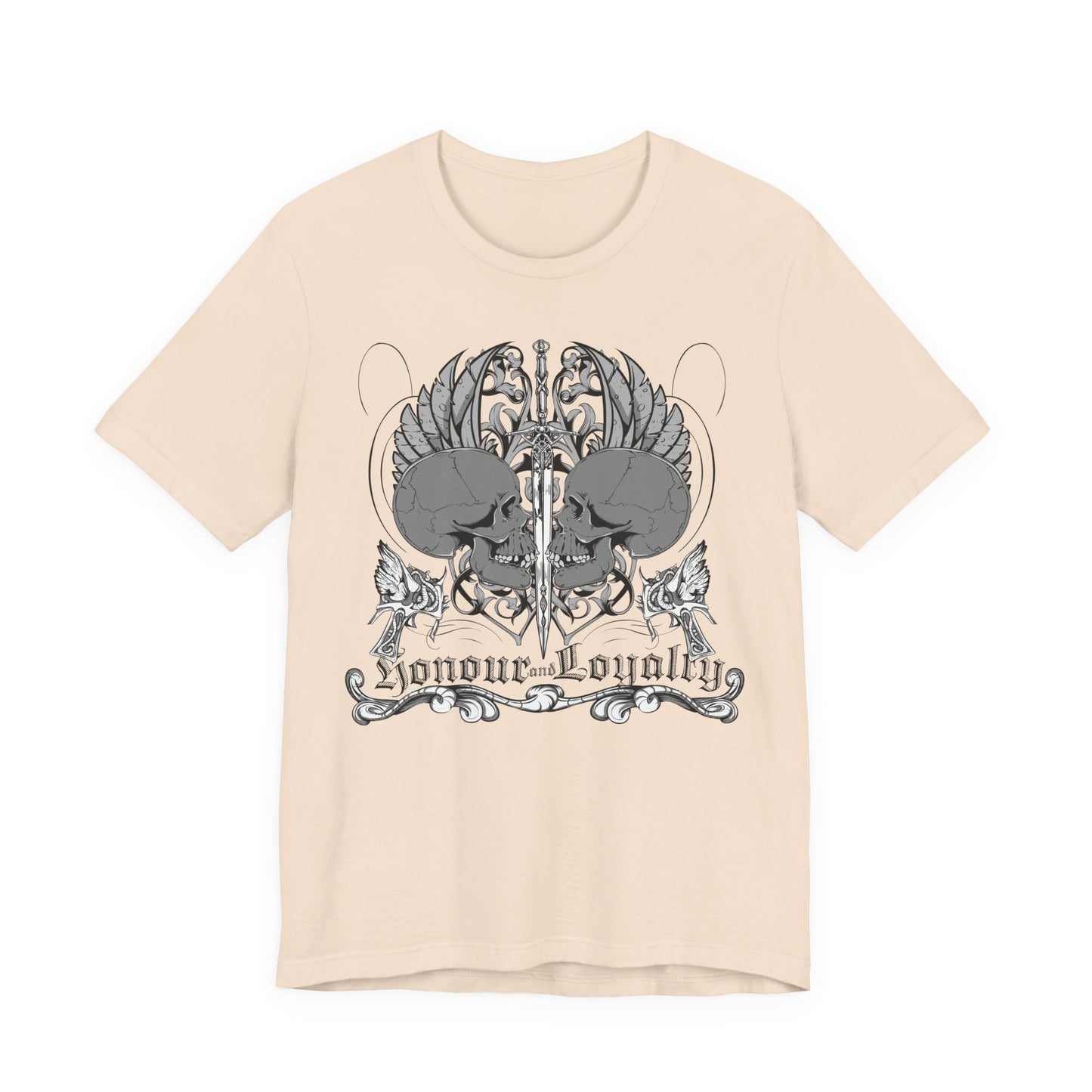 Honor Loyalty crest tee Gothic heraldry skulls wings emblem Art-48