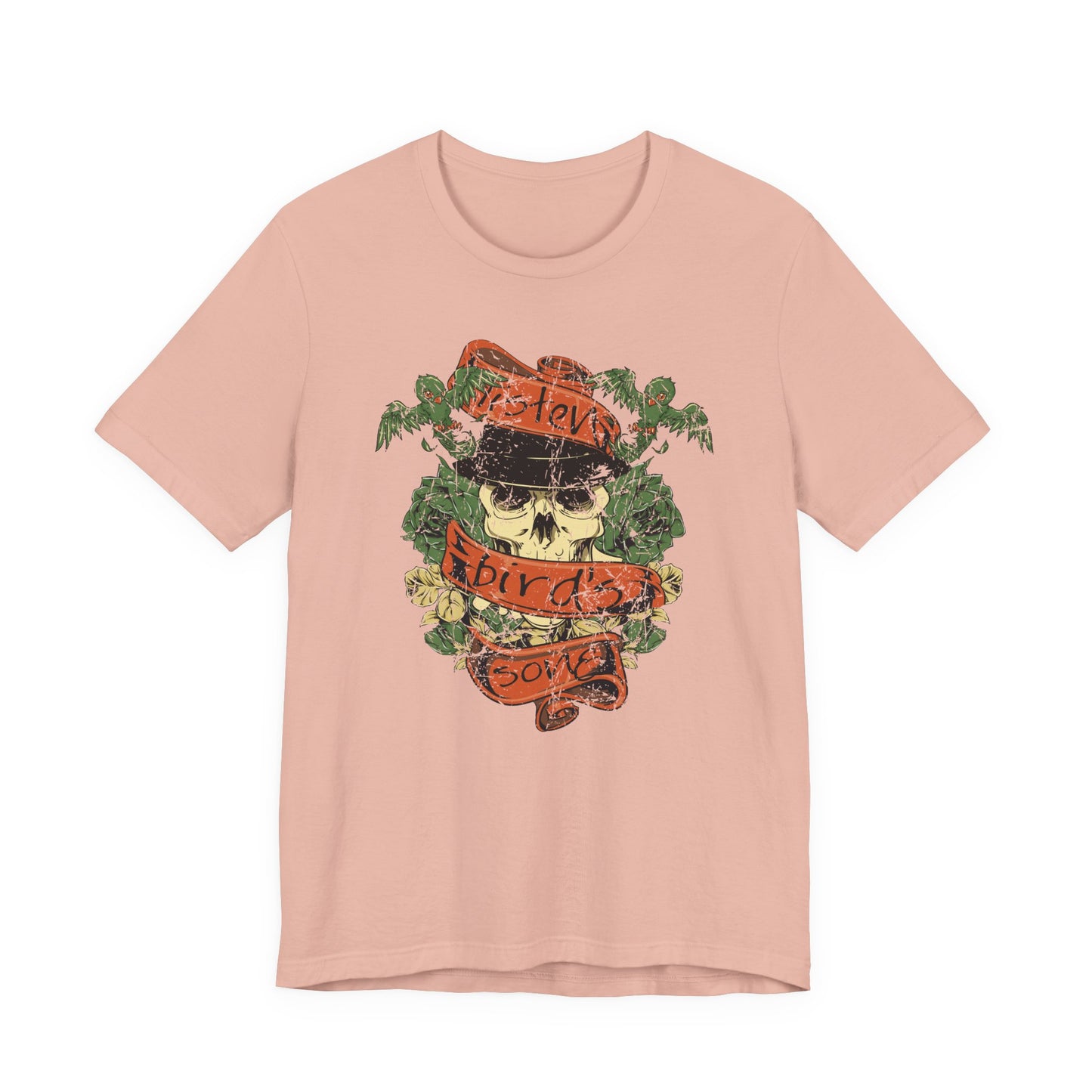 Skull Floral Tattoo Style Graphic Design Unisex Cotton T-Shirt Art-38