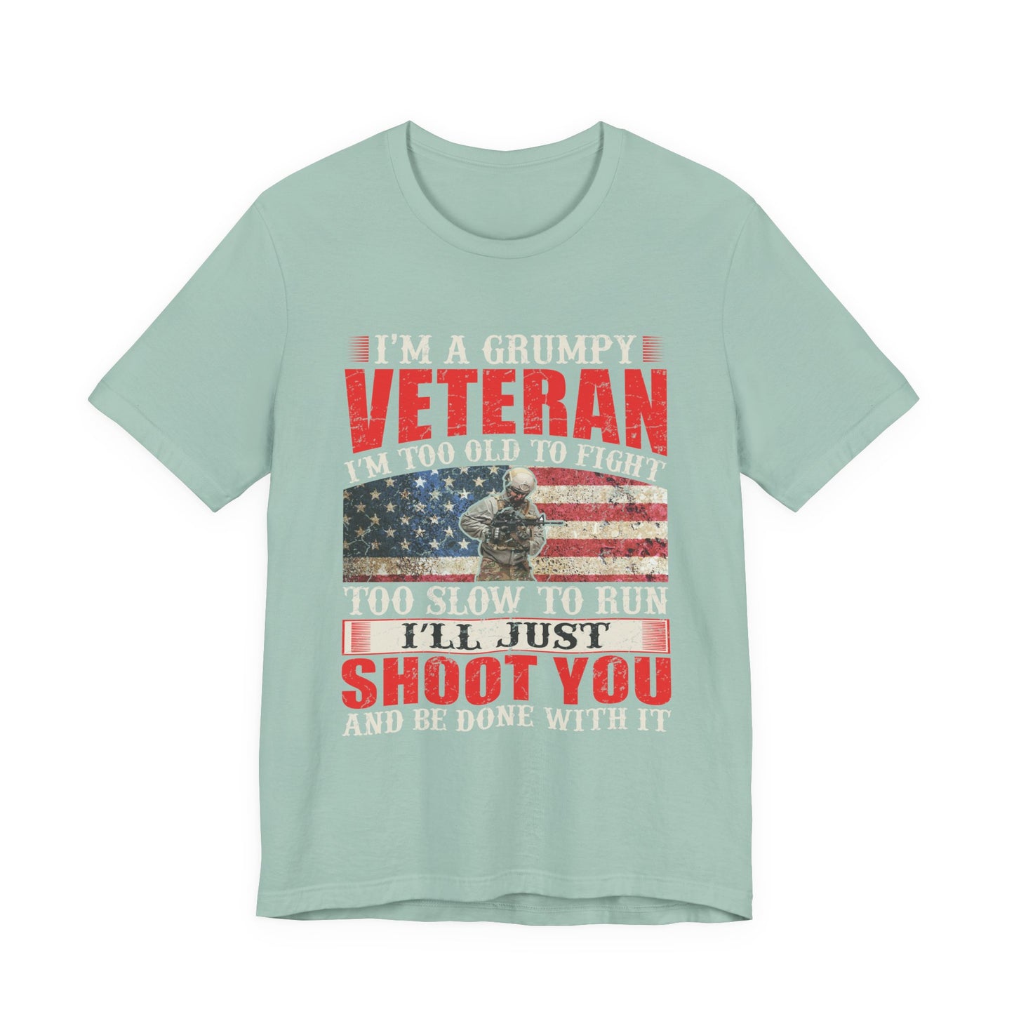 Grumpy Veteran Flag graphic Tee Veteran Patriotic Unisex Cotton Shirt v38