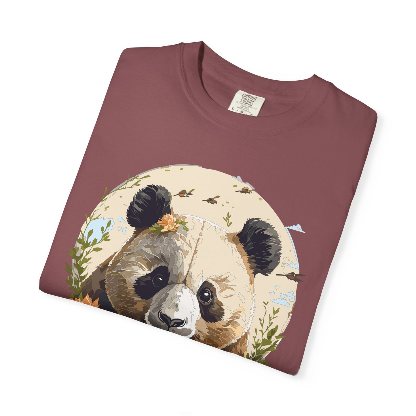 Panda Portrait T-Shirt Unisex Cotton Floral Meadow Circle Animal Art Tee p9