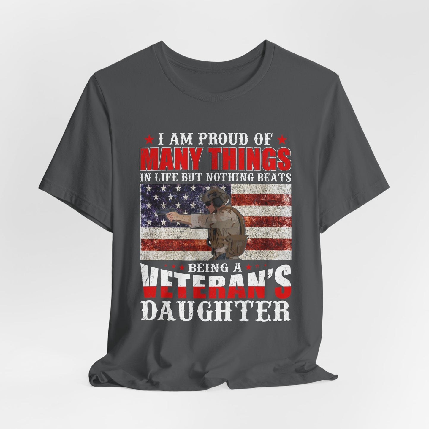 Veteran's Daughter T-Shirt American Flag Military Proud  Unisex Cotton Tee v28