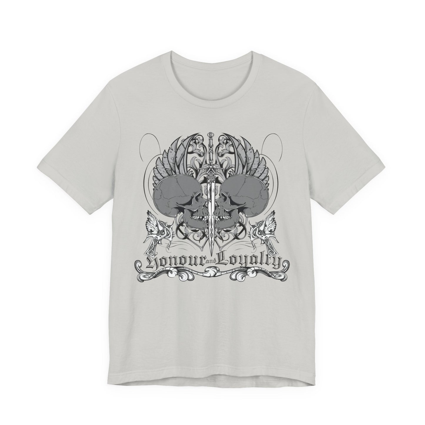 Honor Loyalty crest tee Gothic heraldry skulls wings emblem Art-48