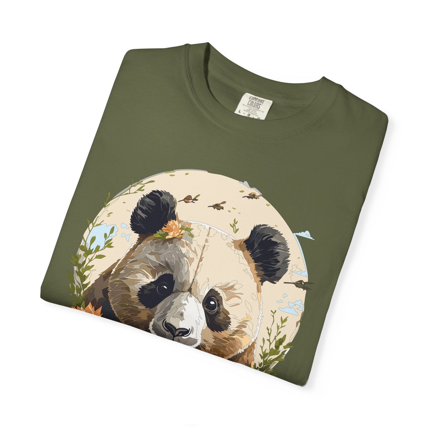Panda Portrait T-Shirt Unisex Cotton Floral Meadow Circle Animal Art Tee p9