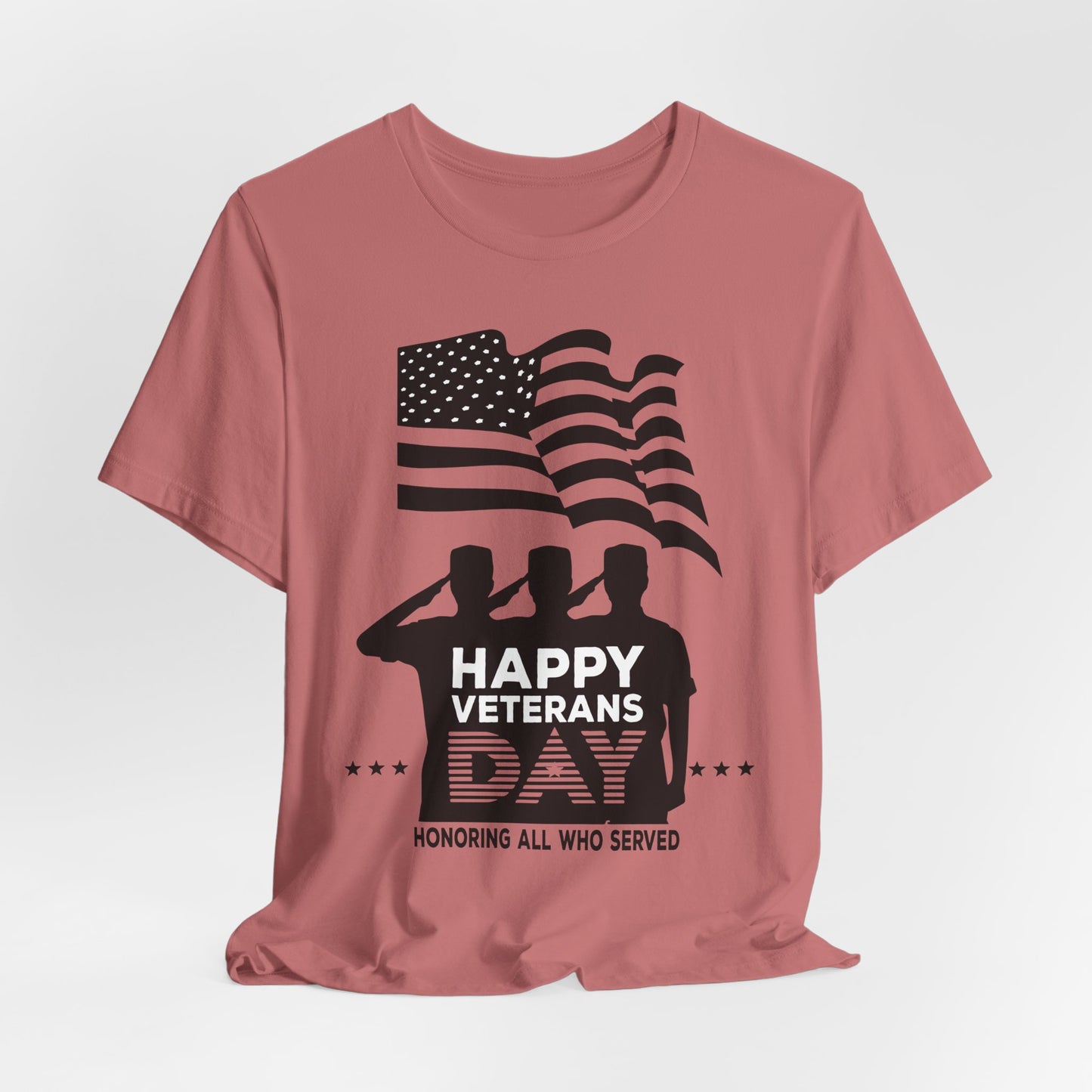 Happy Veterans Day saluting soldiers T-Shirt Patriotic American flag Unisex Cotton v51