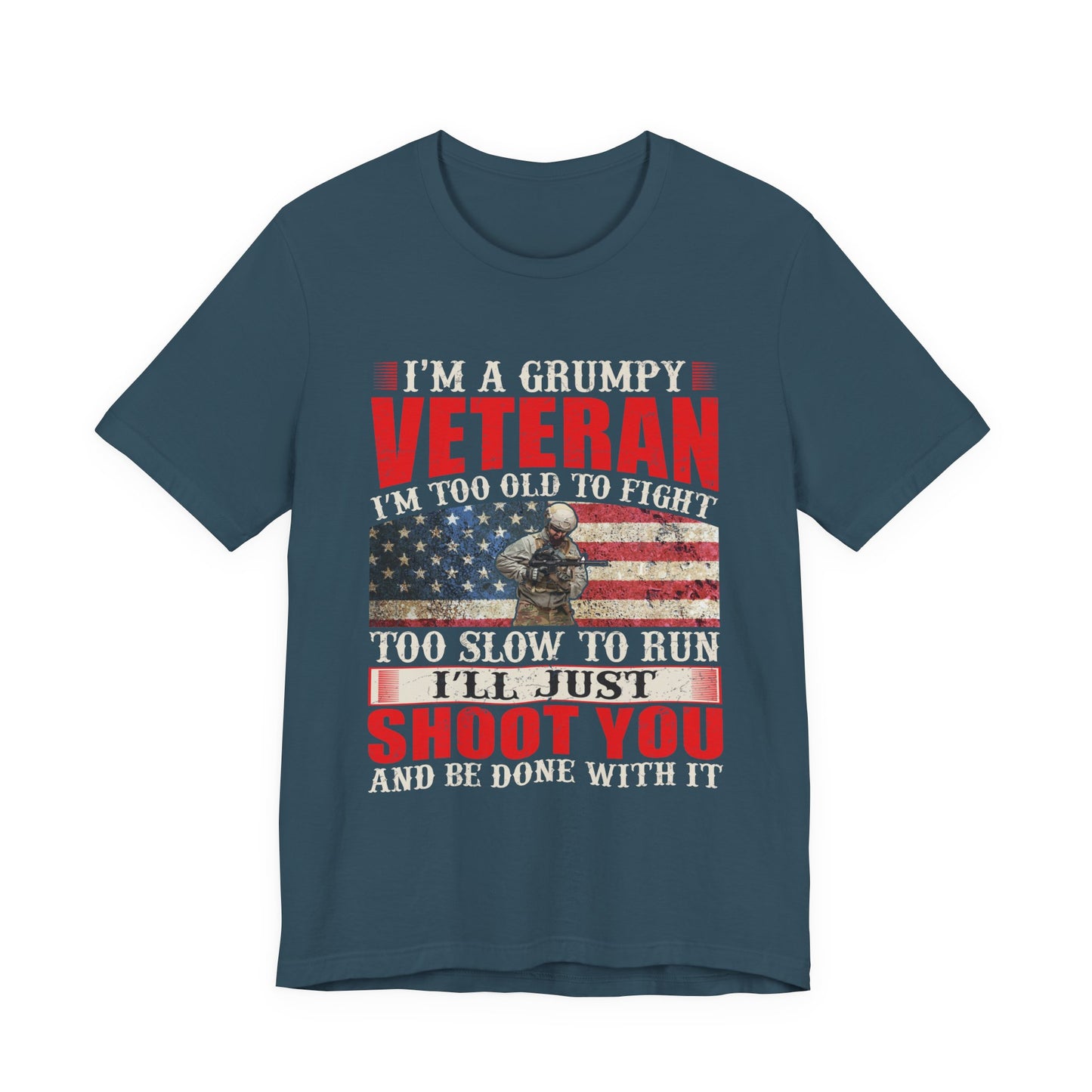 Grumpy Veteran Flag graphic Tee Veteran Patriotic Unisex Cotton Shirt v38