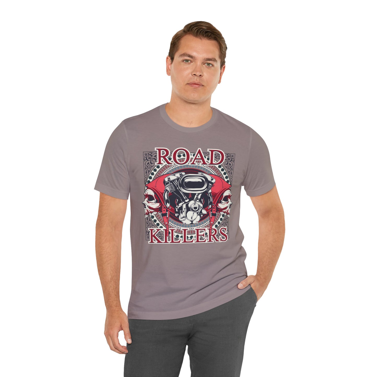 Dark Road Motorcycle Helmet Skull Tee Biker graphic t-shirt G-1