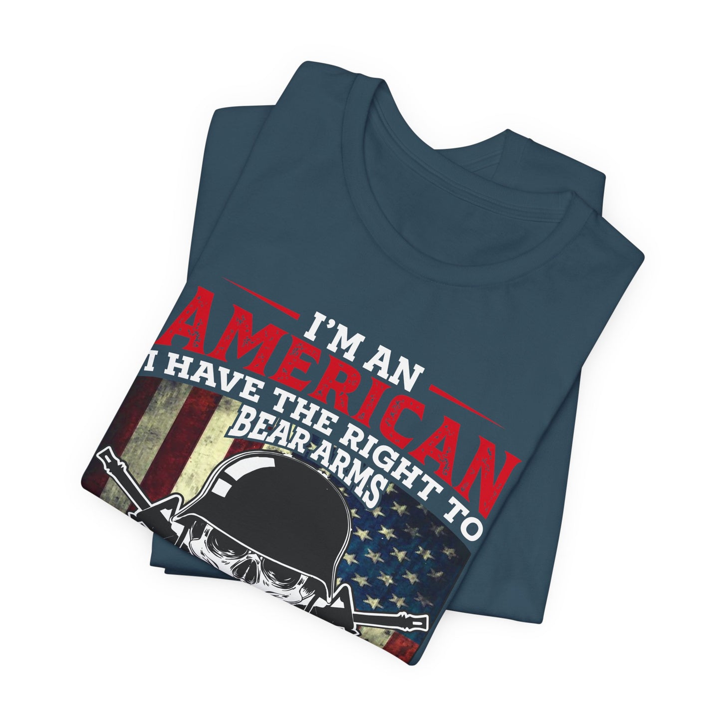 American Skull with Guns T-Shirt 2nd Amendment Flag Unisex Cotton Tee v29