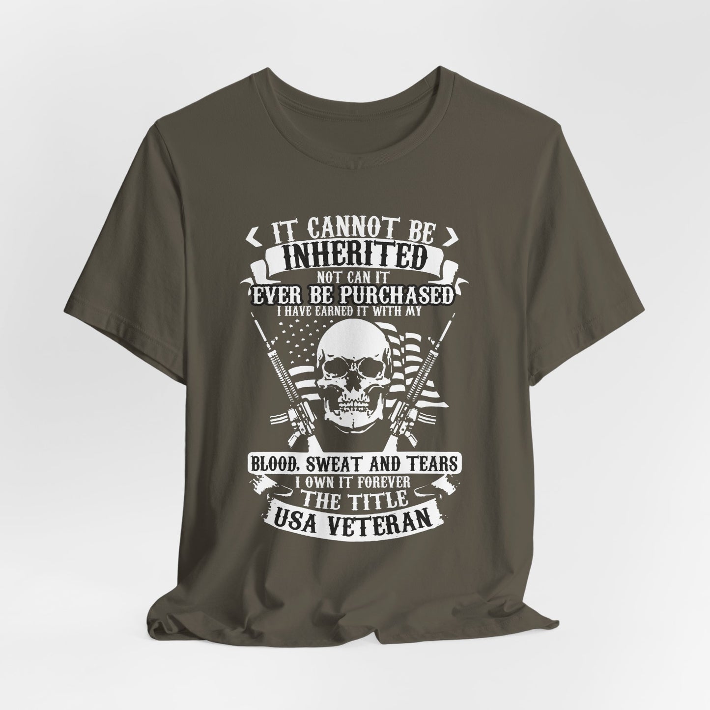 USA Veteran skull flag crossed rifles T-Shirt Military pride Unisex Cotton tee v54