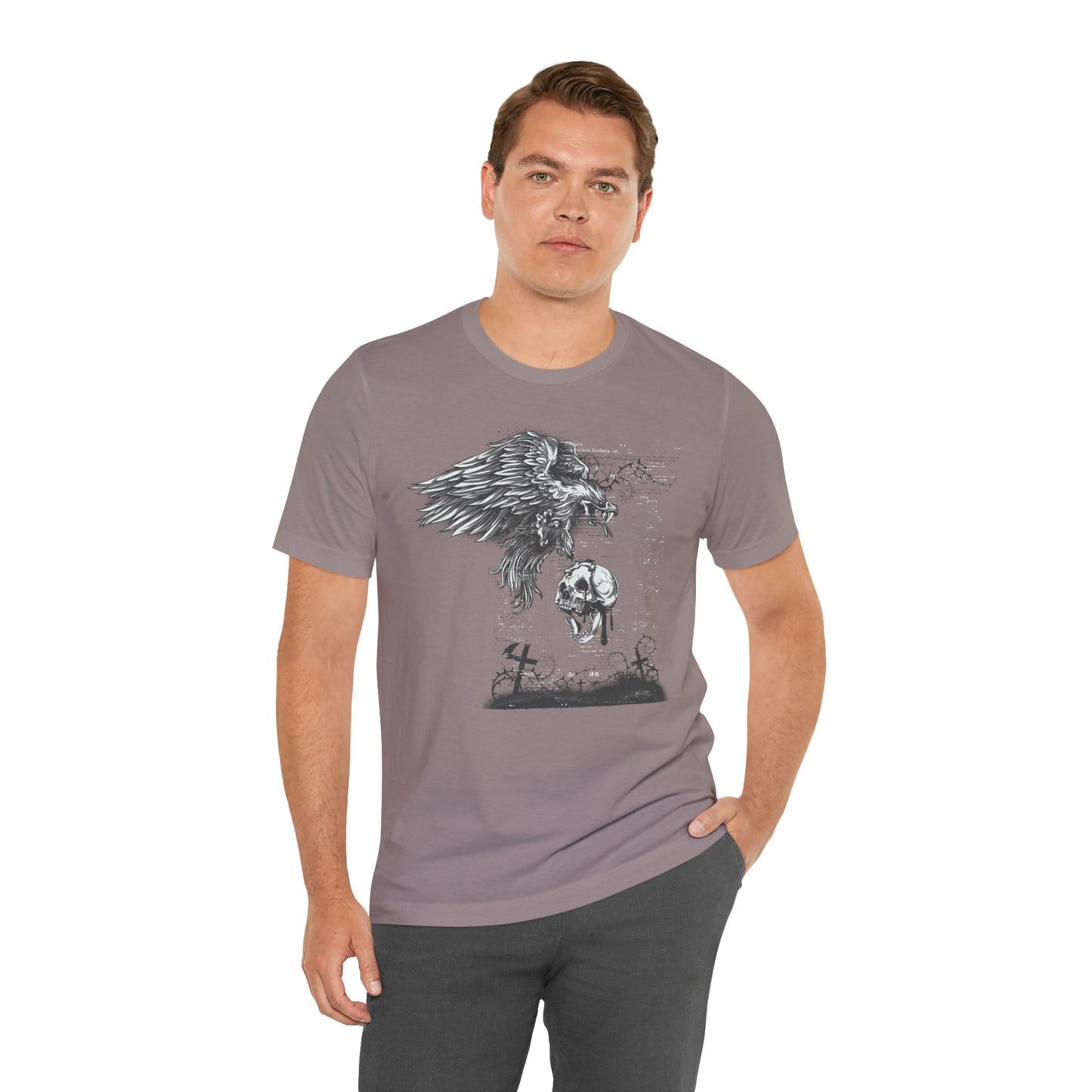 Raven and Skull Illustration Graphic Unisex Cotton T-Shirt r19