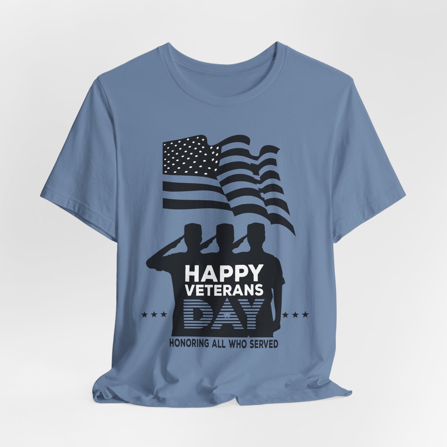 Happy Veterans Day saluting soldiers T-Shirt Patriotic American flag Unisex Cotton v51