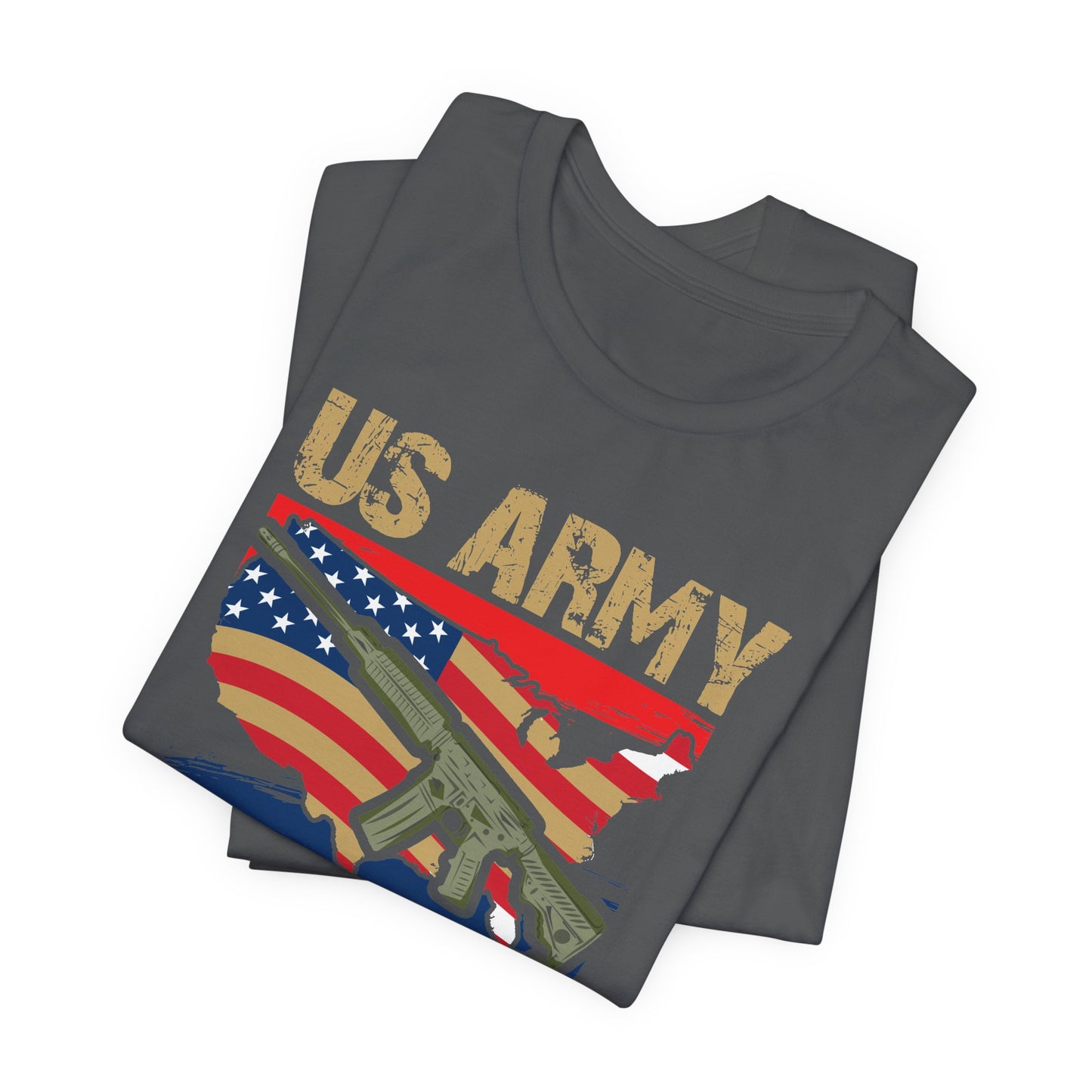 US Army Proud Veteran T-Shirt American Flag Rifle Military Unisex Cotton Tee v17