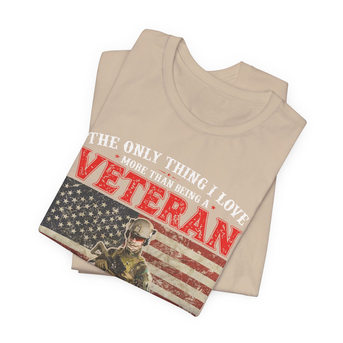 Veteran with American Flag Papa T-Shirt Military Grandpa Unisex Cotton Tee v30