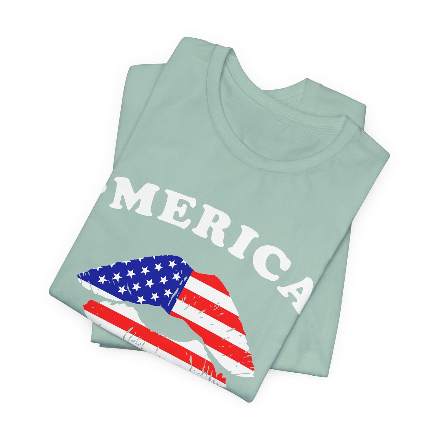 American Flag Lip Graphic Unisex Cotton T-Shirt a9