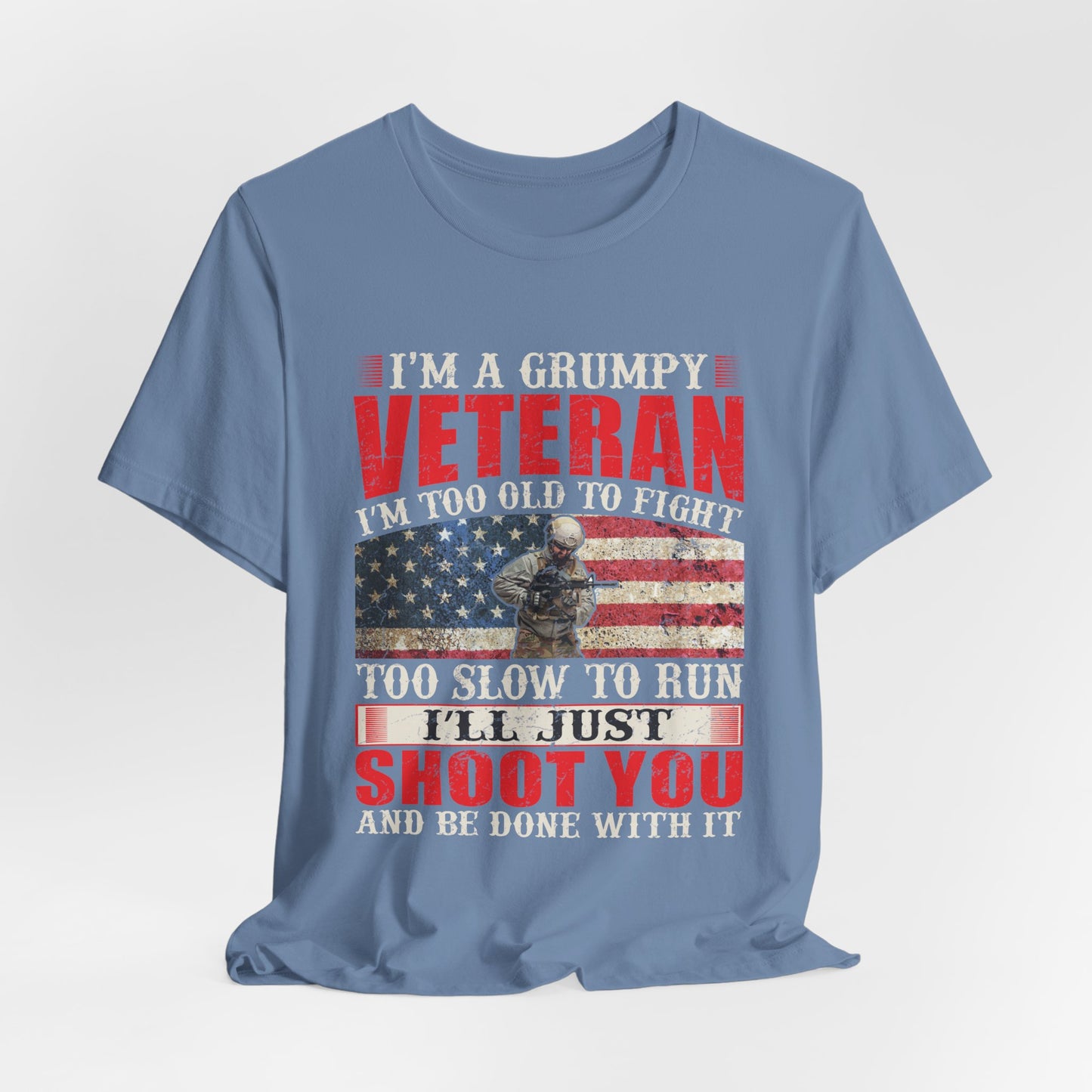 Grumpy Veteran Flag graphic Tee Veteran Patriotic Unisex Cotton Shirt v38