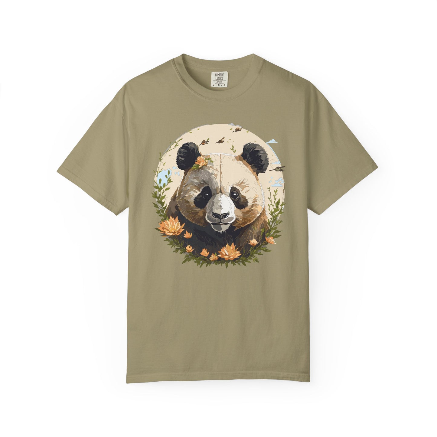 Panda Portrait T-Shirt Unisex Cotton Floral Meadow Circle Animal Art Tee p9