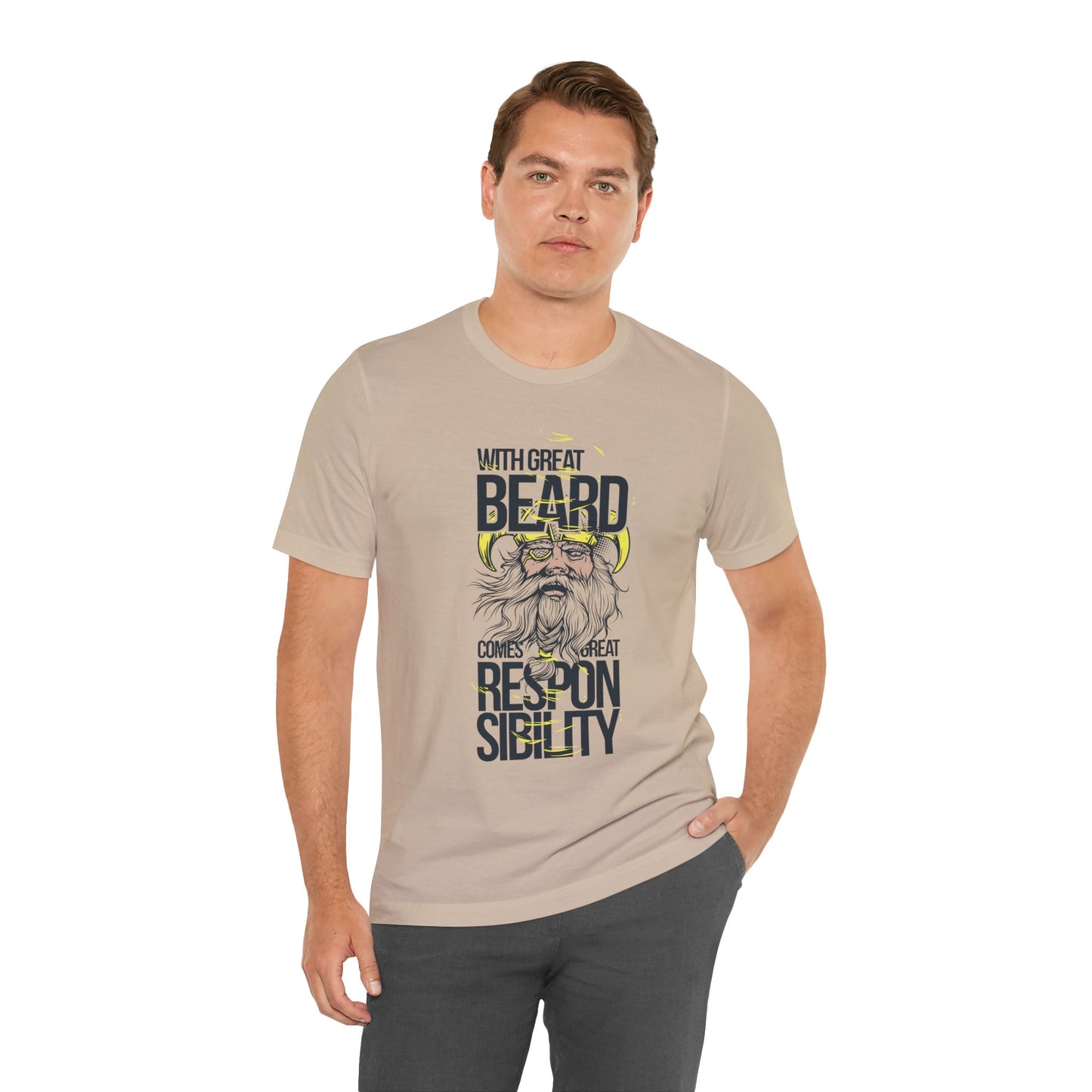 With Great Beard Comes Great Responsibility Tee Viking Beard Graphic Shirt A-2