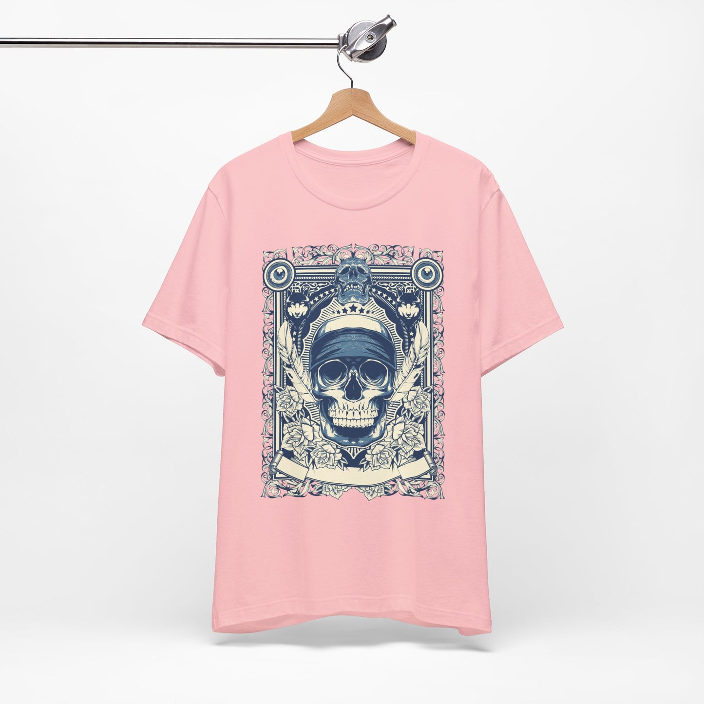 Skull Crown Graphic Tee Vintage Ornate Skull Illustration Rock Band T-Shirt