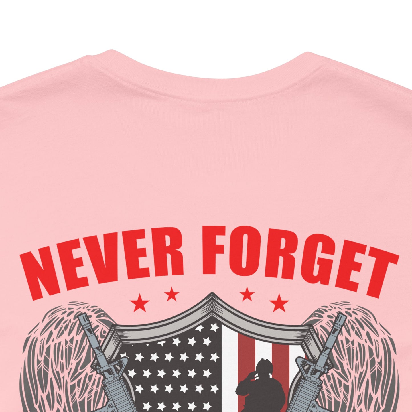 Never Forget Our Fallen Heroes T-Shirt American Flag Shield Eagles Unisex Cotton v39