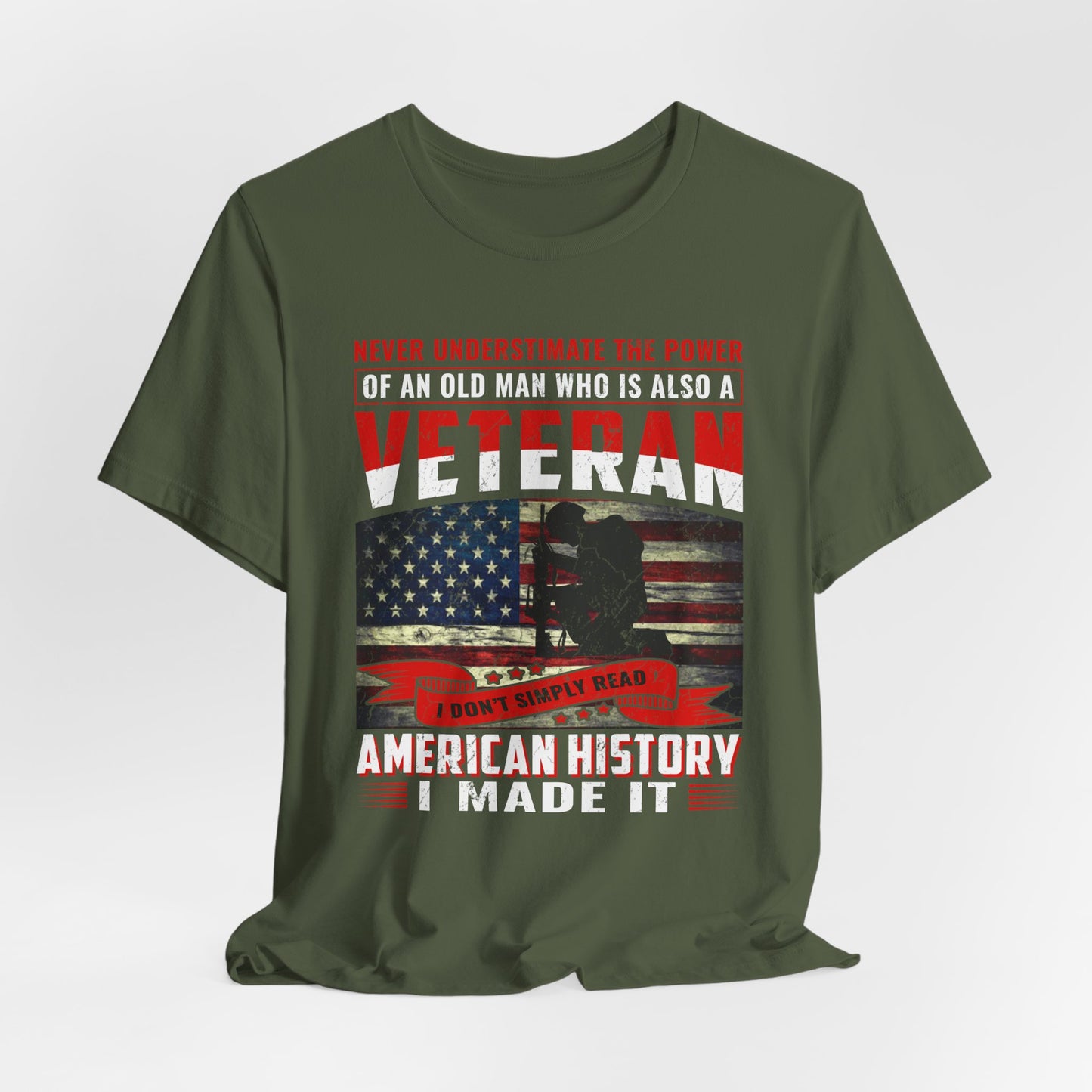 Veteran American flag T-Shirt I Made It Old Man Veteran Military Pride Unisex Cotton v32