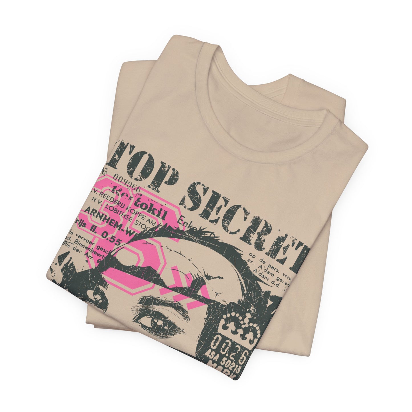 Top Secret Skull Face Tee Grunge Graphic T-Shirt Retro Collage A-6