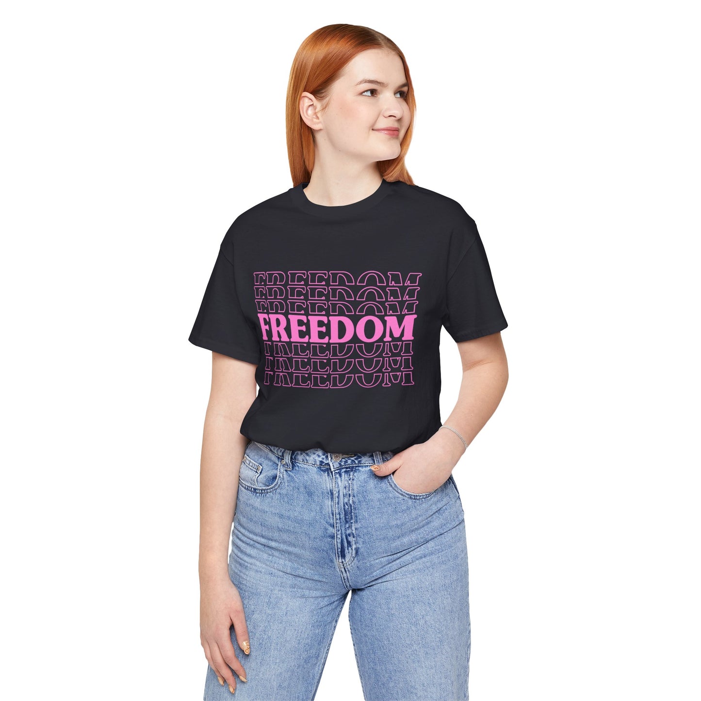 Freedom Text Graphic Unisex Cotton T-Shirt a8