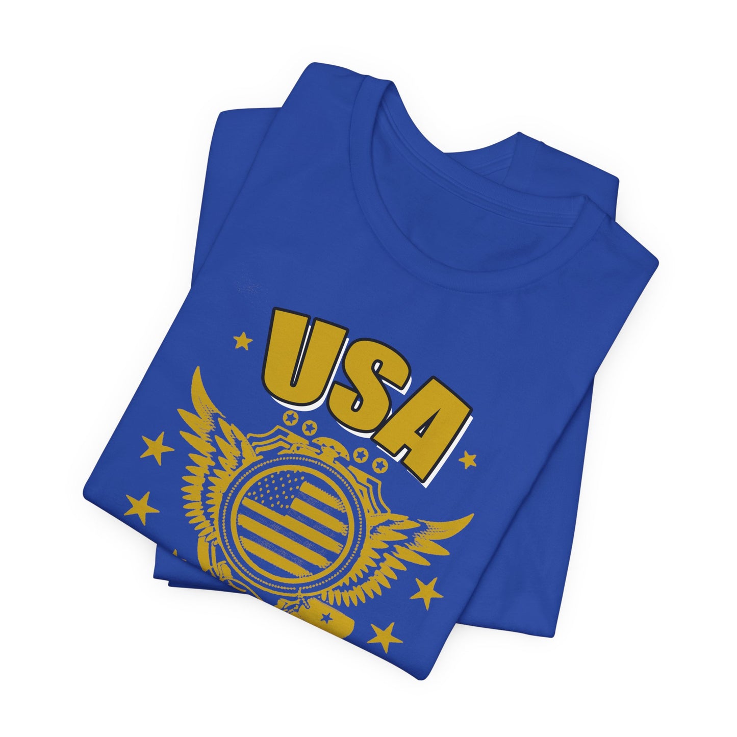 USA Veteran T-Shirt Military Emblem Winged Badge Stars Unisex Cotton v59