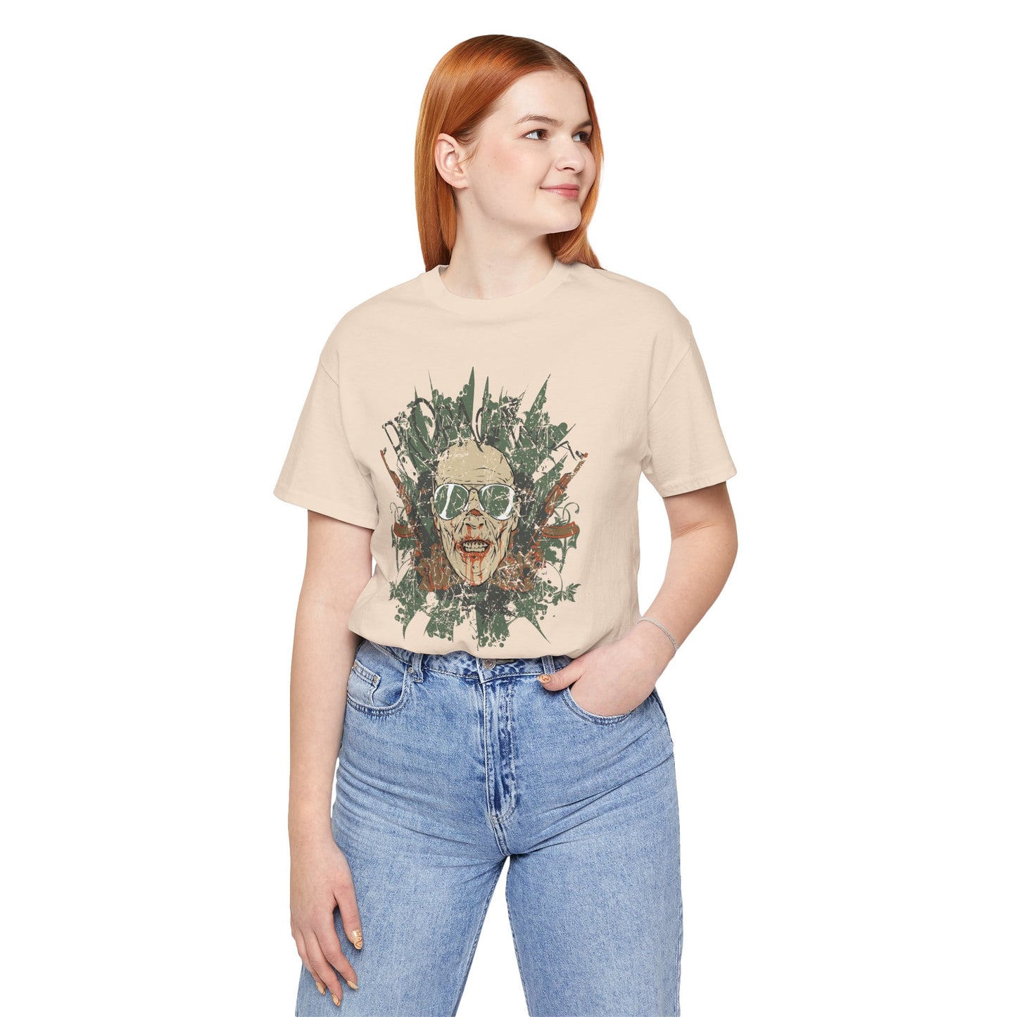 Retro Skull Floral Graphic Design Unisex Cotton T-Shirt G-2