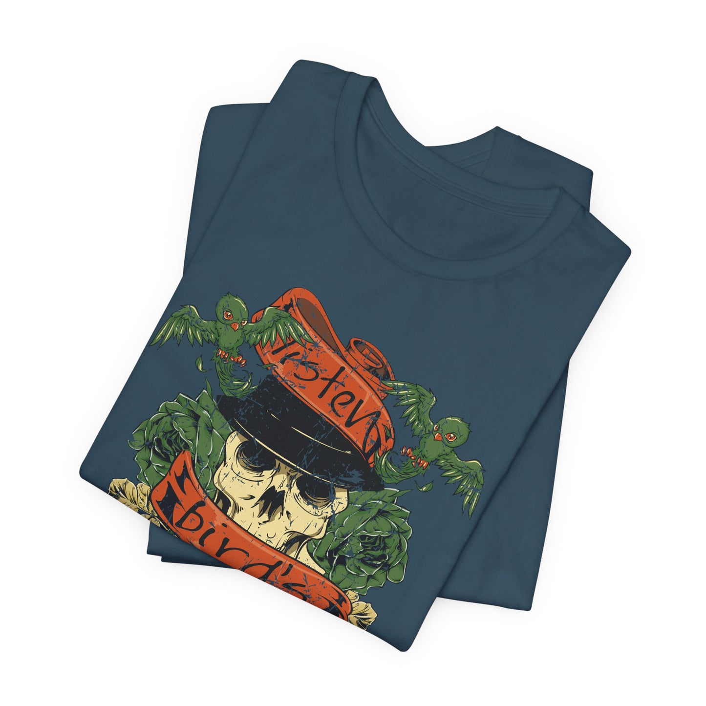 Skull Floral Tattoo Style Graphic Design Unisex Cotton T-Shirt Art-38