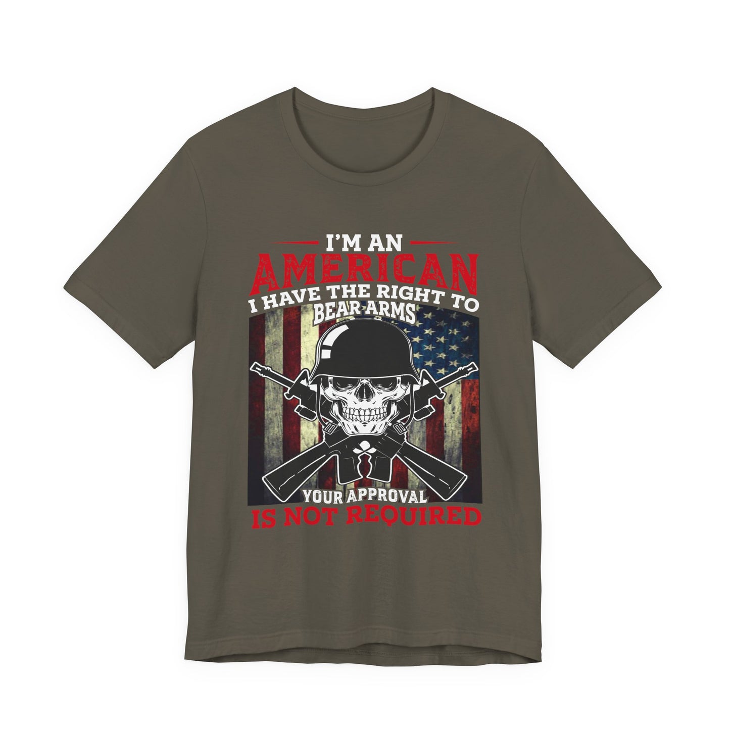 American Skull with Guns T-Shirt 2nd Amendment Flag Unisex Cotton Tee v29
