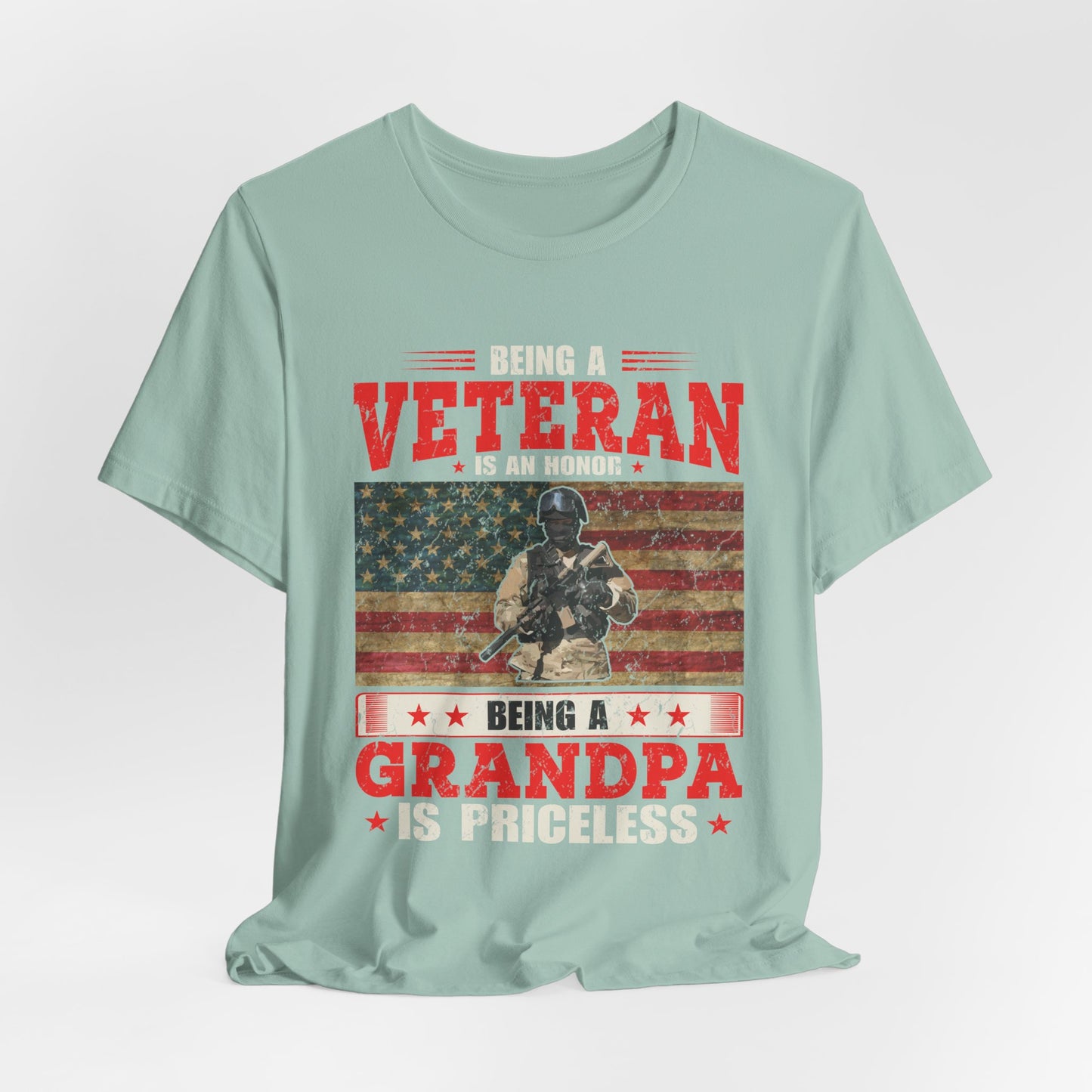 Veteran Grandpa T-Shirt American Flag Soldier Grandpa Unisex Cotton Tee v34
