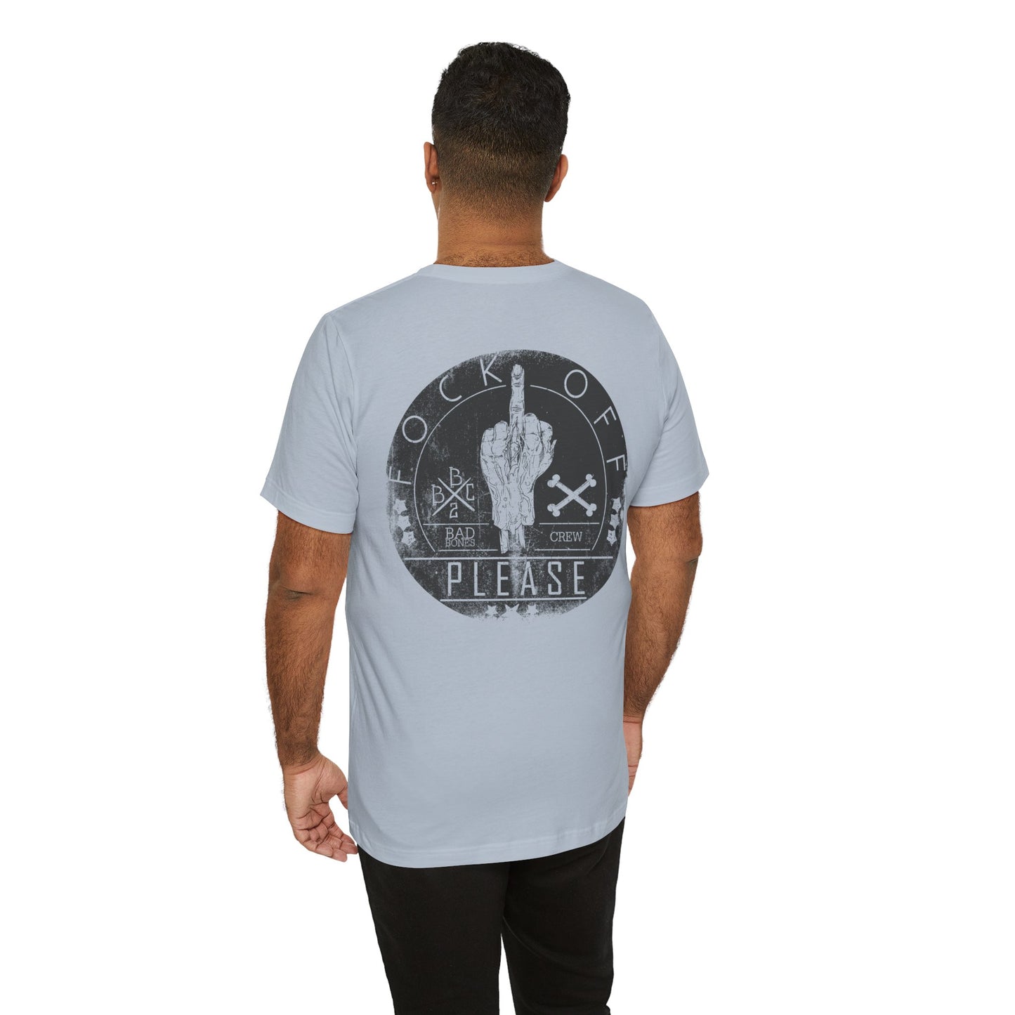 Fk Off Please tee Graphic Middle Finger Skull Design T-Shirt A-11
