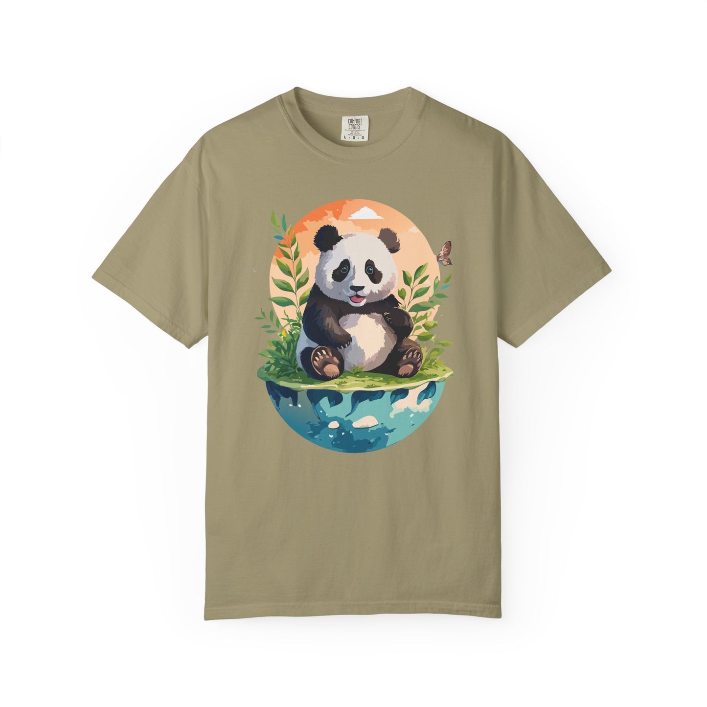 Panda Portrait T-Shirt Unisex Cotton Floral Chinese Graphic Circle Animal Art Tee pp4
